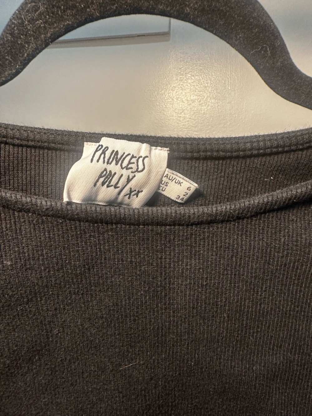 Princess Polly Black Ribbed Tee - Picture 2 of 3